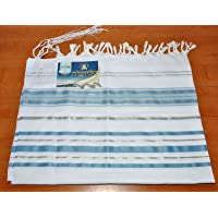 Los mejores  - Talitnia Tallit - Chal (acrílico- modelo 45)- color azul claro y plateado
